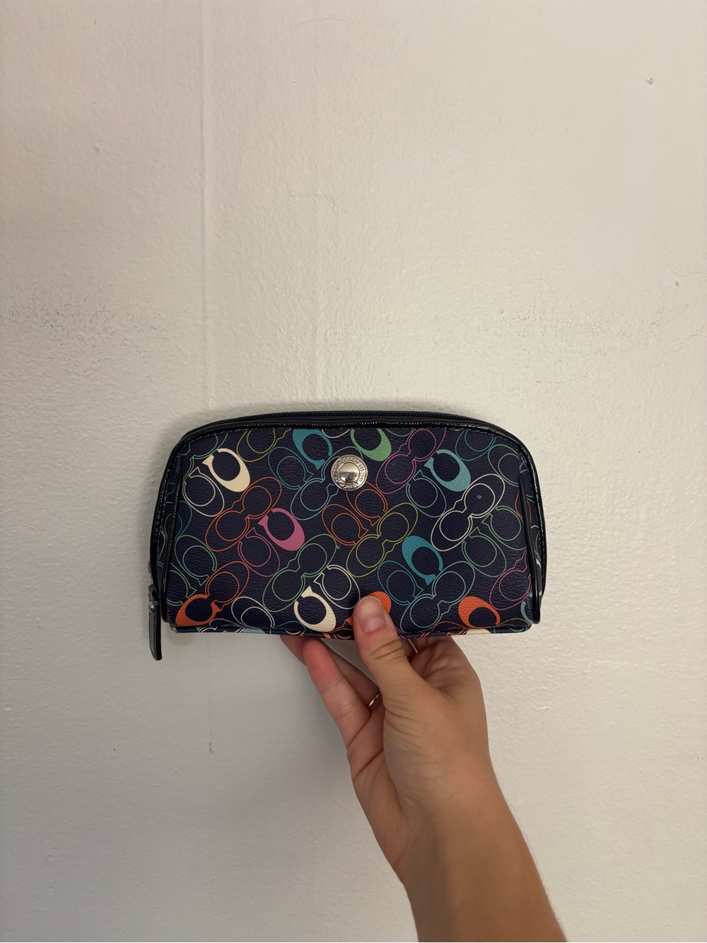 Coach Multicolor Signature C Cosmetic Pouch - Navy